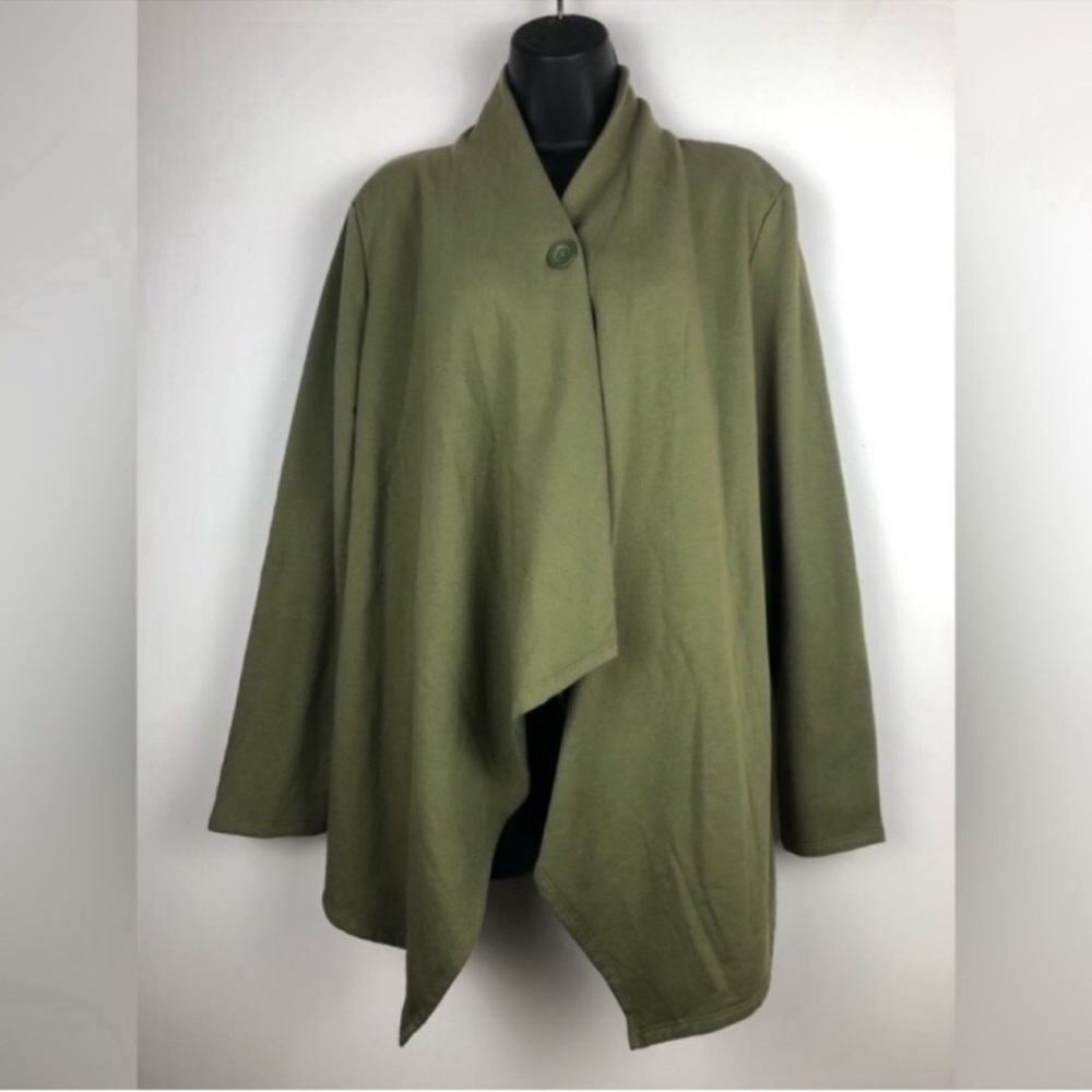 D and Co. Denim & Company Women’s Medium Sweater Cardigan Cape Green